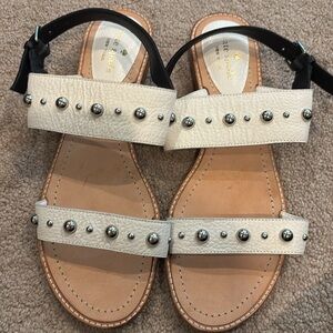 Kate Spade White and Black Studded Sandals